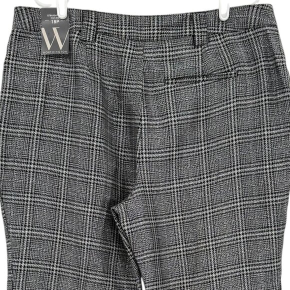 Worthington Women's Black Silver Metallic Plaid Straight Leg Pants Size 18P NWT - Picture 4 of 11